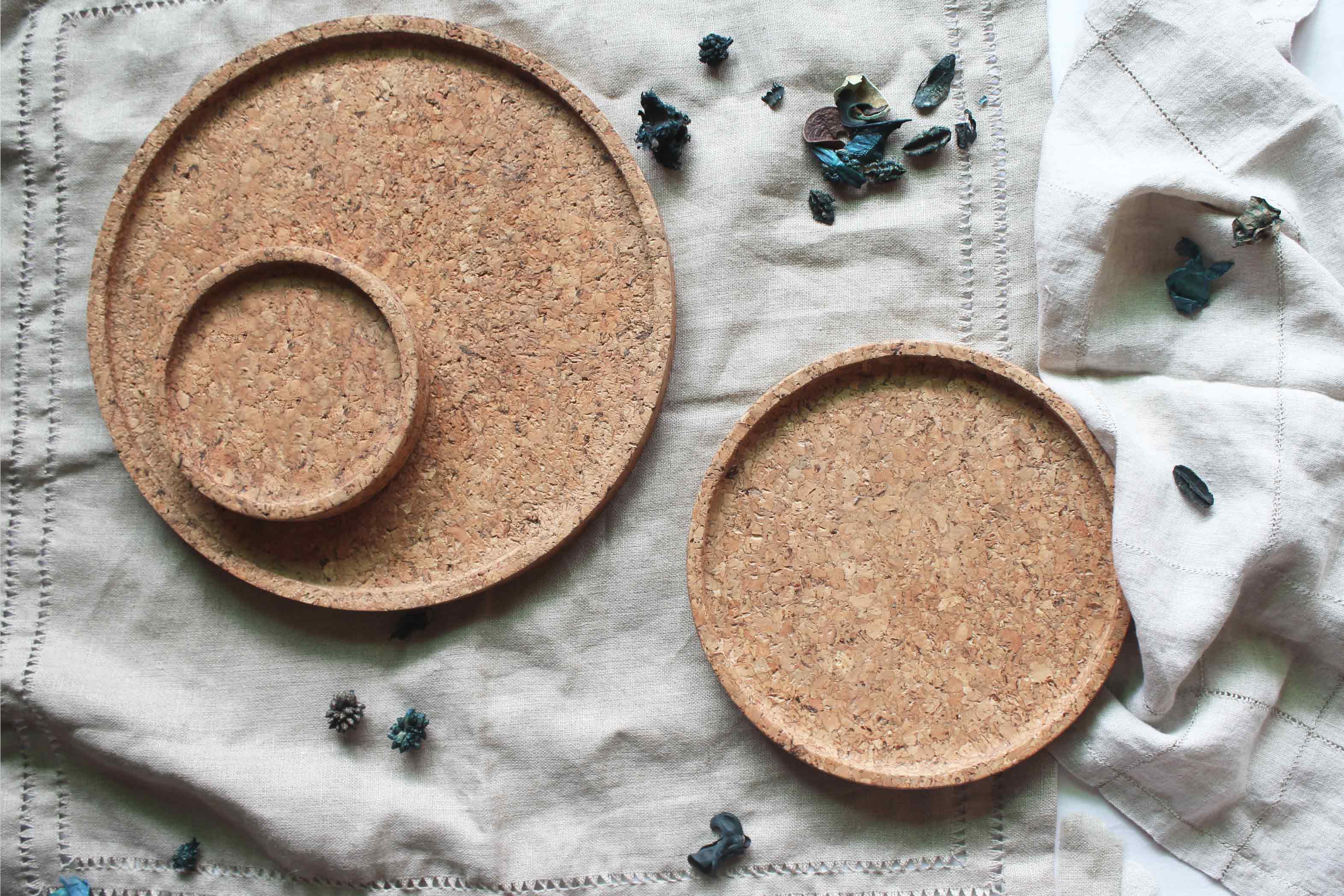  Cork Trays (Set of 3)